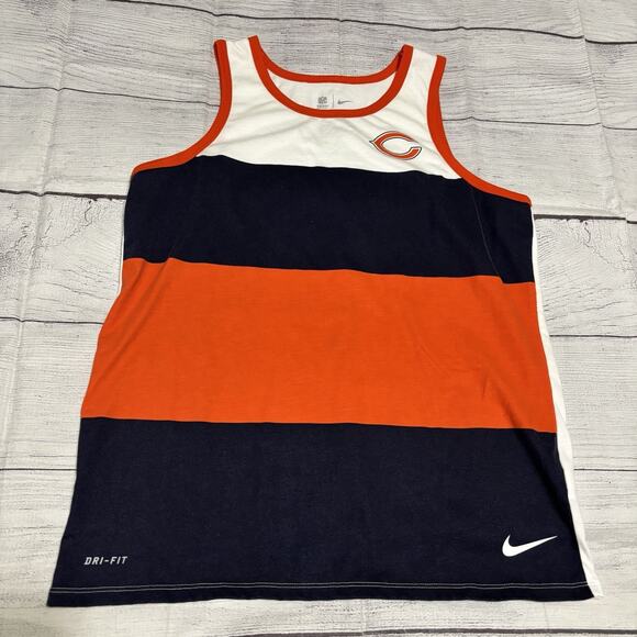 Nike Dri Fit Chicago Bears Mens Size Large Athletic Cut NFL Tank Top Shirt - Picture 1 of 11